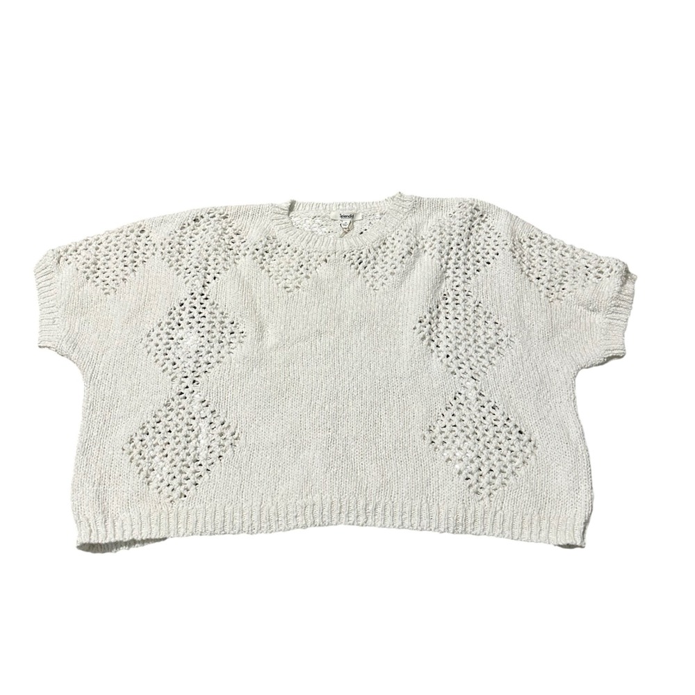 Splendid White Cotton Crochet Knit Sweater Top‎ Size M Oversize NWT READ